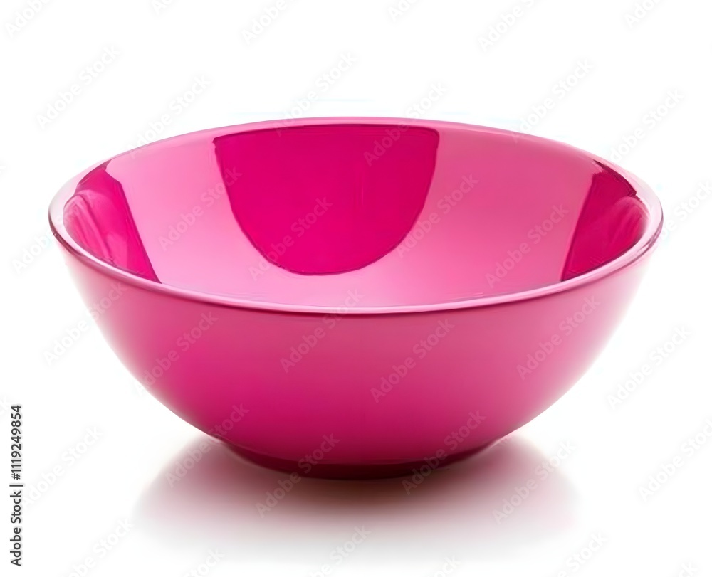 A vibrant empty pink bowl on a solid white background A vibrant empty pink bowl on a solid white background