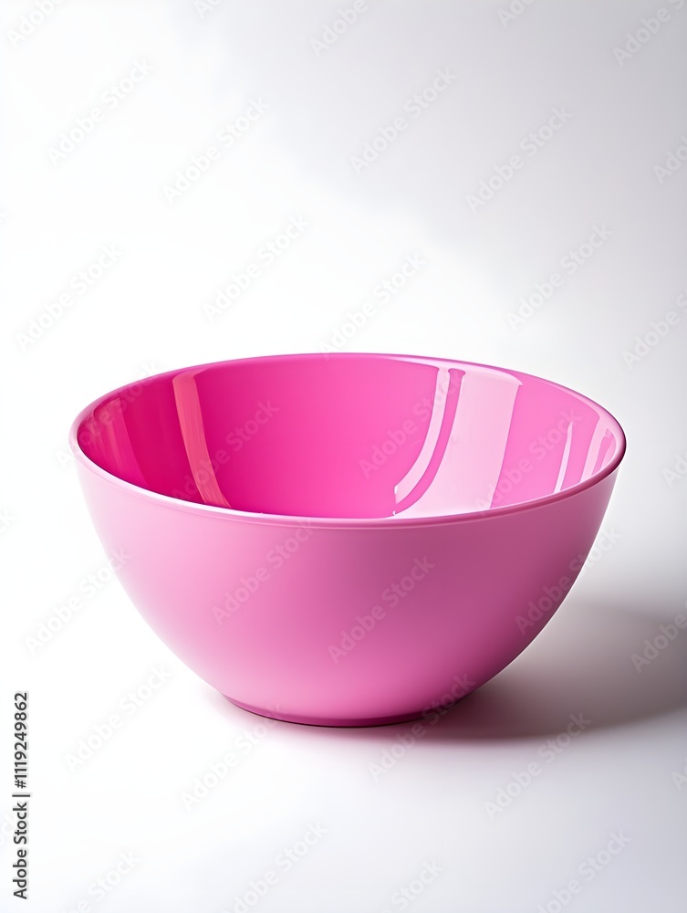A vibrant empty pink bowl on a solid white background A vibrant empty pink bowl on a solid white background