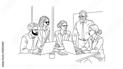 A Group of Multiethnic People Gathered at Table for a Business Meeting. Business People in a Meeting.