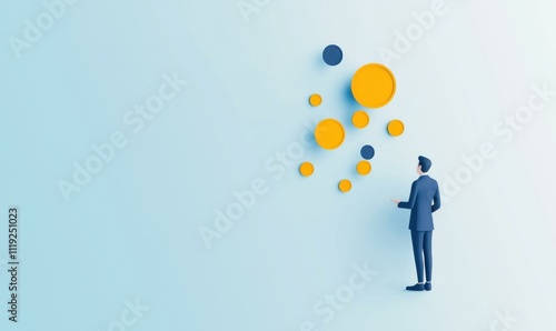 Wallpaper Mural Confident business figure analyzes data minimalist office illustration Torontodigital.ca