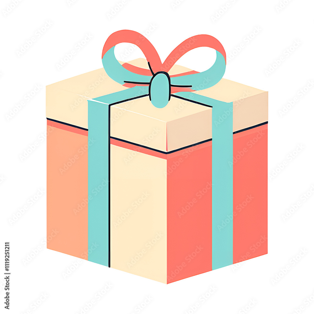 Colorful Gift Box with a Red and Blue Ribbon Colorful Gift Box with a Red and Blue Ribbon