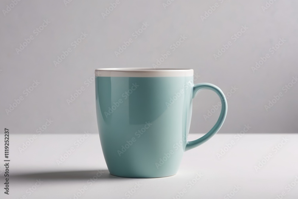 there is a blue coffee cup sitting on a white table there is a blue coffee cup sitting on a white table