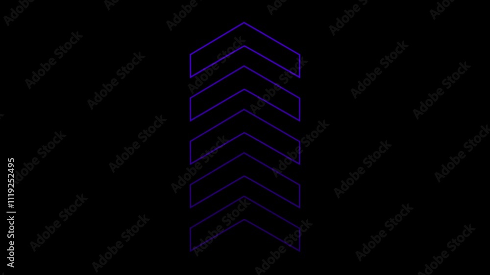 Purple color arrow moving up on black background. Purple color arrow moving up on black background.