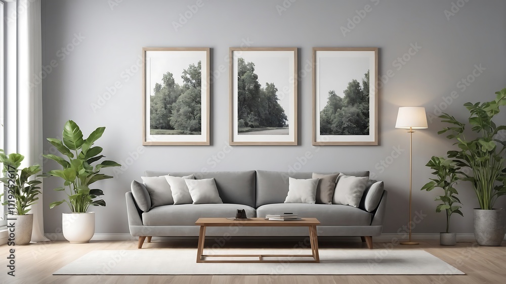 Stylish interior of living room with soft sofa and coffee table Stylish interior of living room with soft sofa and coffee table