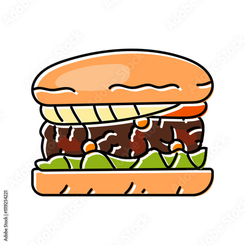 black bean burger food color icon vector. black bean burger food sign. isolated symbol illustration