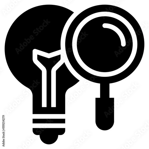 bulb search finding magnifying solid glyph icon