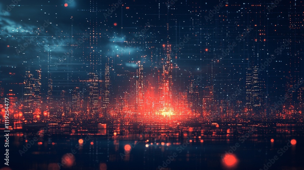 Abstract oil droplets merging with digital data streams in an industrial refinery setting, minimalist illustration graphic -- Abstract oil droplets merging with digital data streams in an industrial refinery setting, minimalist illustration graphic --