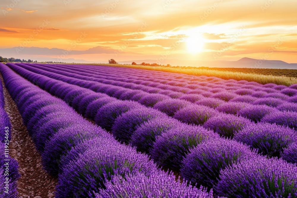 Breathtaking sunrise over a vast lavender field in full bloom provence france nature photography scenic landscape tranquil environment beautiful viewpoint aromatic concept Breathtaking sunrise over a vast lavender field in full bloom provence france nature photography scenic landscape tranquil environment beautiful viewpoint aromatic concept