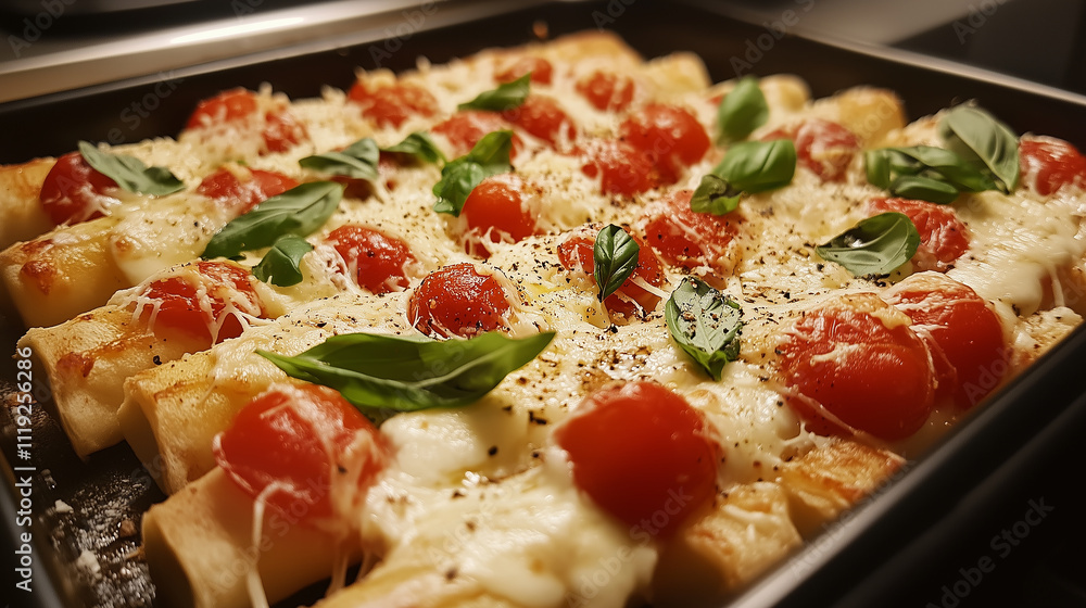 Baked Cannelloni with Tomato and Mozzarella Filling Baked Cannelloni with Tomato and Mozzarella Filling