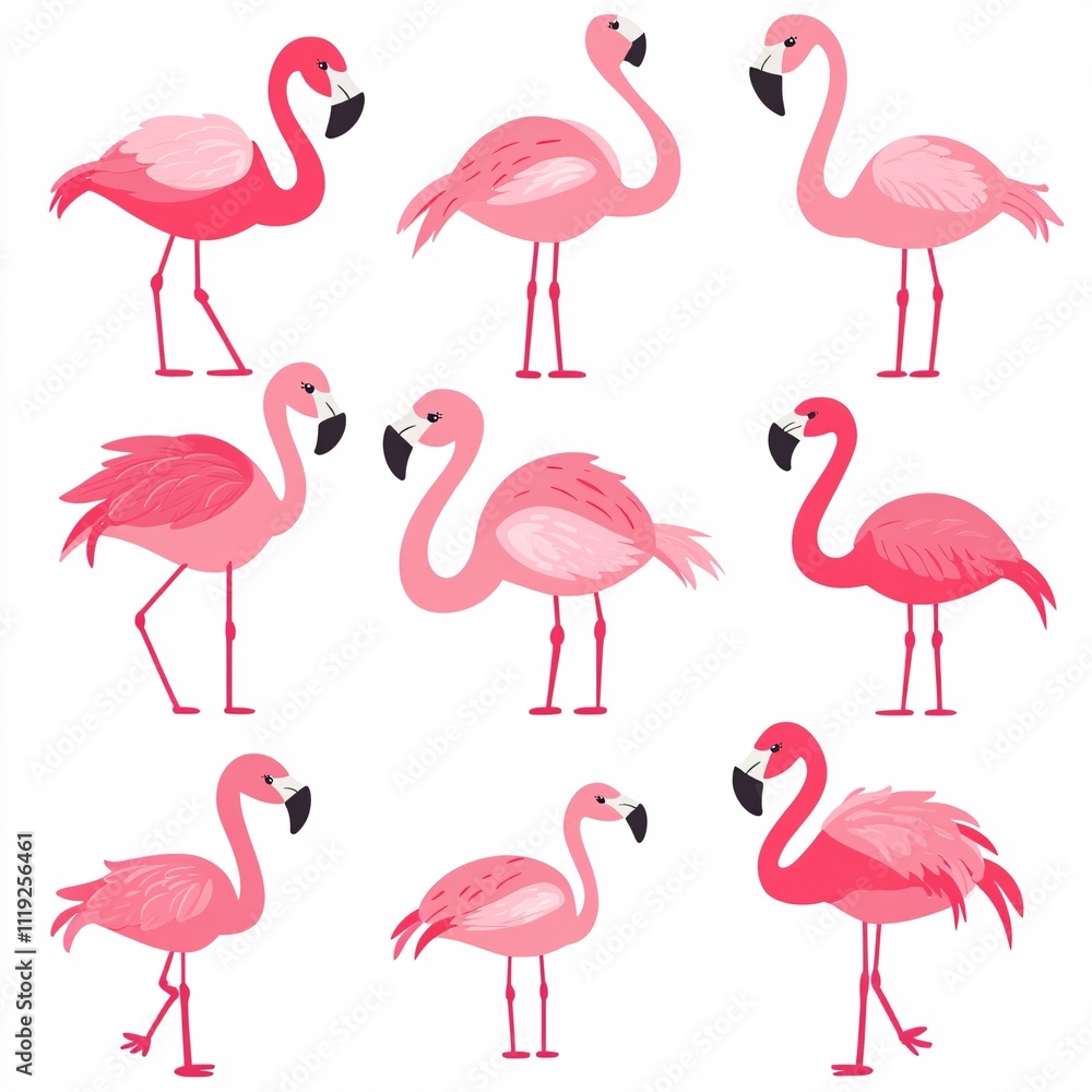 Fototapeta premium set of flamingos