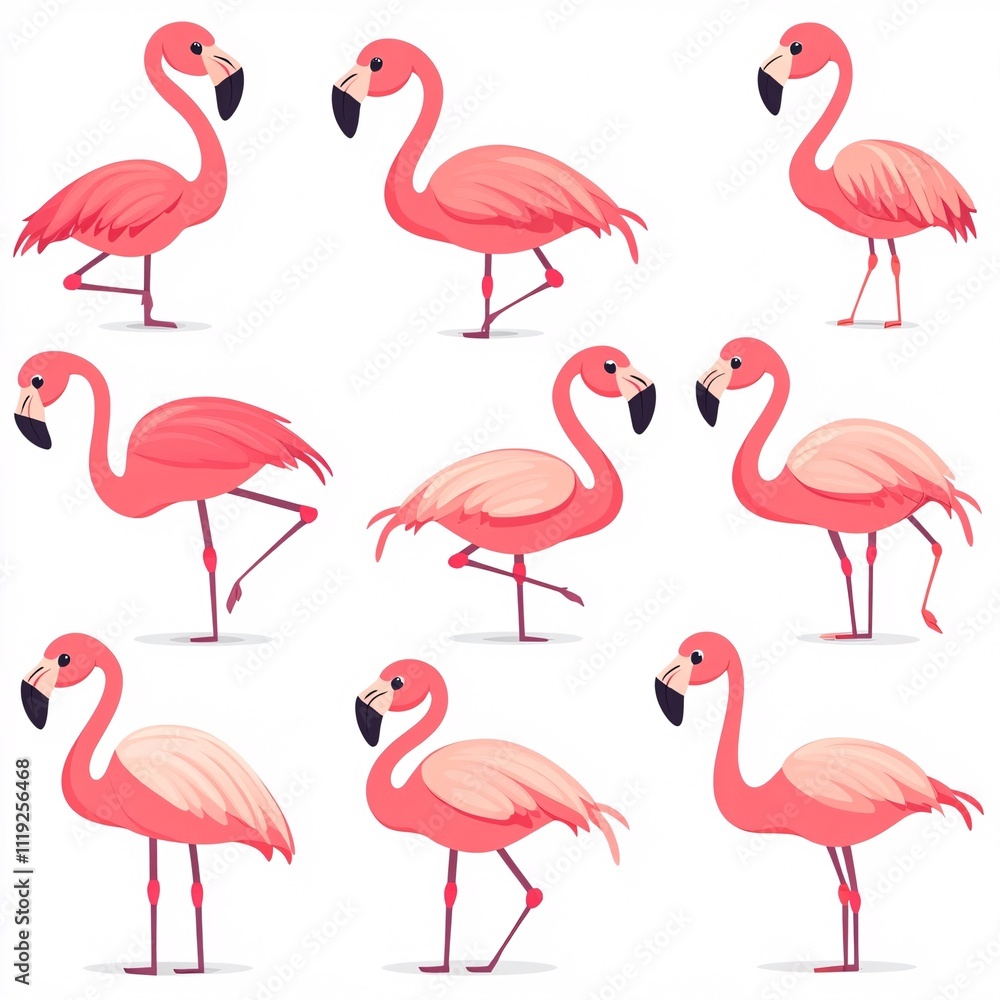 Fototapeta premium set of flamingo