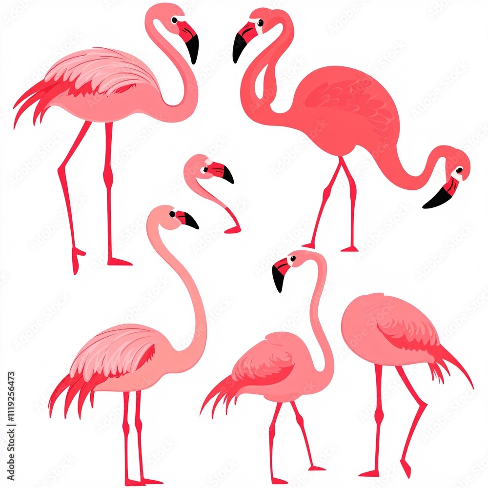 Fototapeta premium set of flamingos