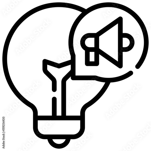 bulb advertising idea megaphone horn loud simple line icon