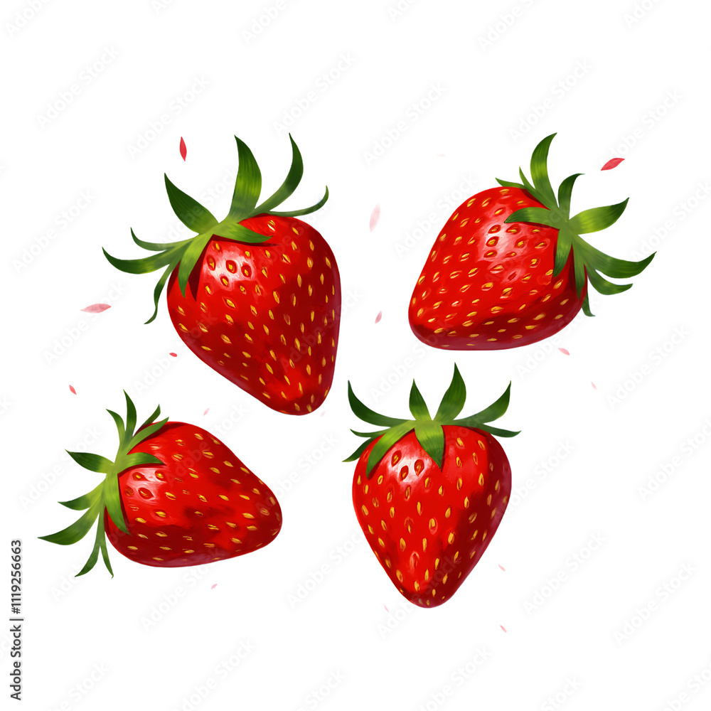 Fresh, ripe strawberry isolated on white background, perfect for healthy desserts Fresh, ripe strawberry isolated on white background, perfect for healthy desserts