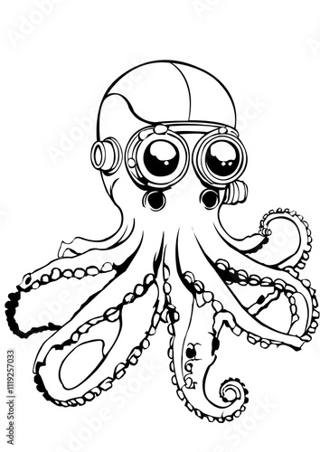 coloring page octopus with sunglasses