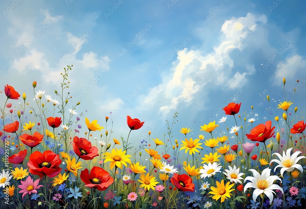 Fototapeta premium summer flowers, summer meadow, flowery meadow 