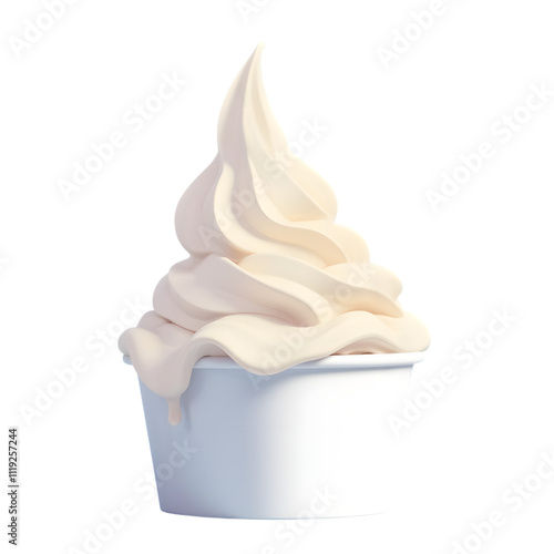 Vanilla frozen yogurt, creamy and cold, swirled in a glass bowl with a splash of milk