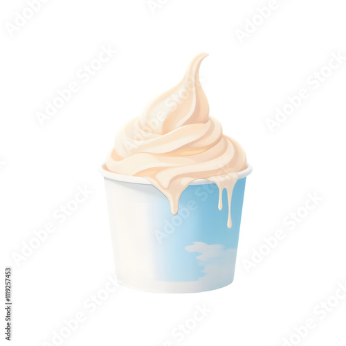 Vanilla frozen yogurt, creamy and cold, swirled in a glass bowl with a splash of milk