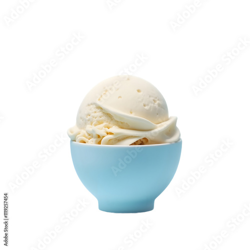 Vanilla frozen yogurt, creamy and cold, swirled in a glass bowl with a splash of milk