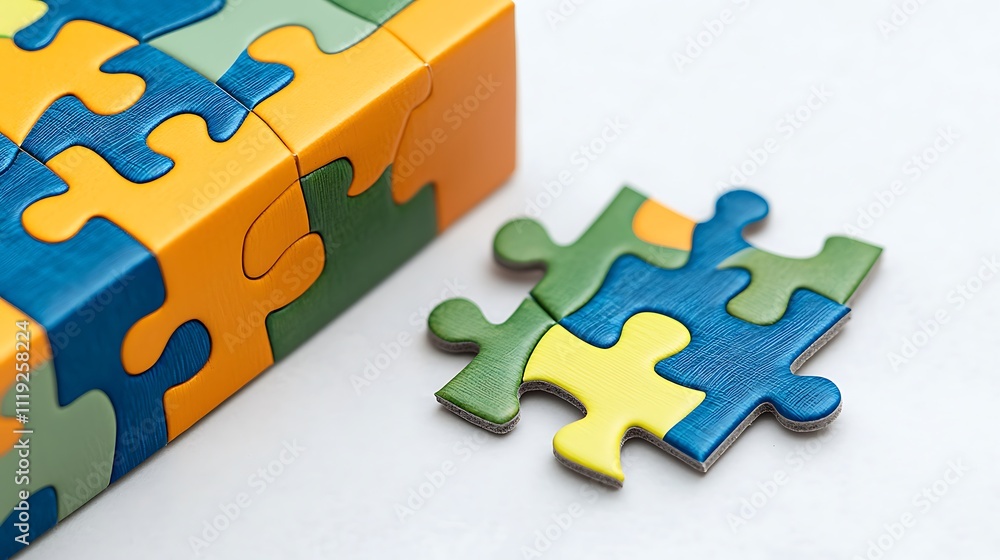 Obraz premium Colorful Jigsaw Puzzle Pieces Solution Teamwork Problem Solving Strategy Business Concept