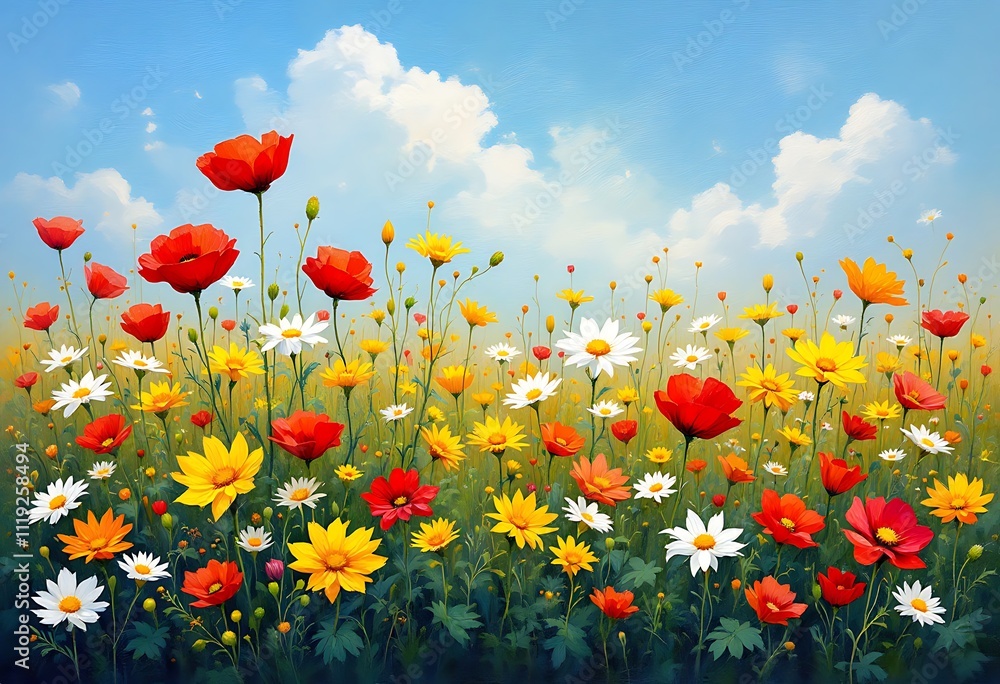 Fototapeta premium summer flowers, summer meadow, flowery meadow 