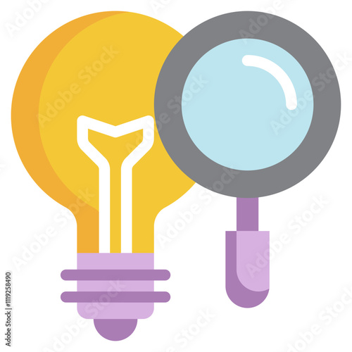 bulb search finding magnifying flat style icon
