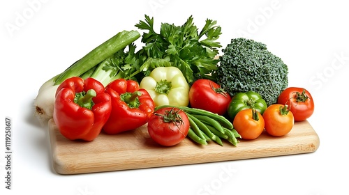 Fresh Organic Vegetables Red Bell Peppers Tomatoes Broccoli Celery Green Beans Healthy Eating