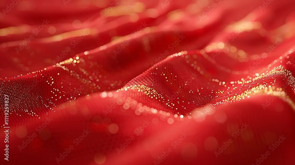 Red fabric with gold glitter, wavy texture. (1) Red fabric with gold glitter, wavy texture. (1)