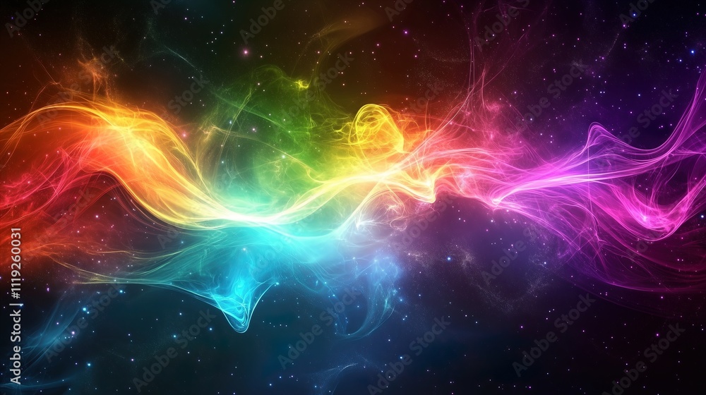 Vibrant Galaxy with Colorful Waves. Abstract cosmic energy in space - generative ai. Vibrant Galaxy with Colorful Waves. Abstract cosmic energy in space - generative ai.