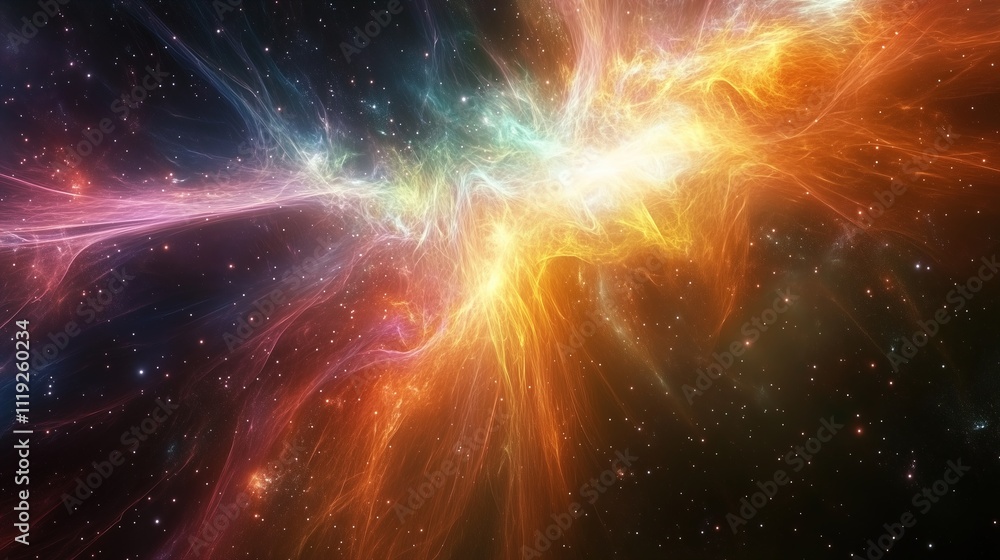 Vibrant Galaxy with Colorful Waves. Abstract cosmic energy in space - generative ai.