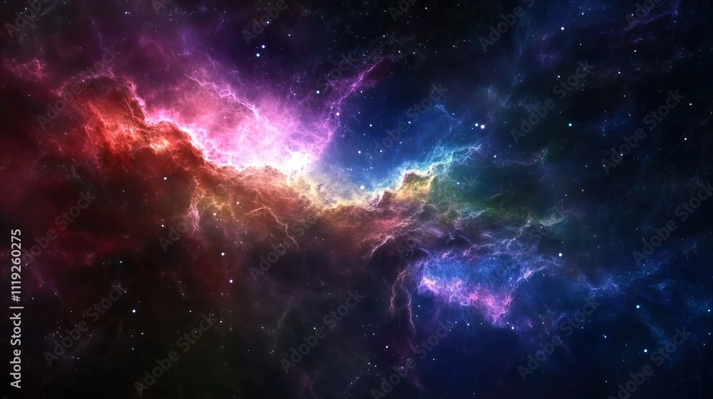 Vibrant Galaxy with Colorful Waves. Abstract cosmic energy in space - generative ai.