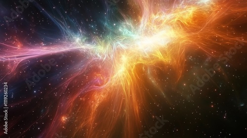 Obraz na płótnie Vibrant Galaxy with Colorful Waves. Abstract cosmic energy in space - generative ai. w salonie