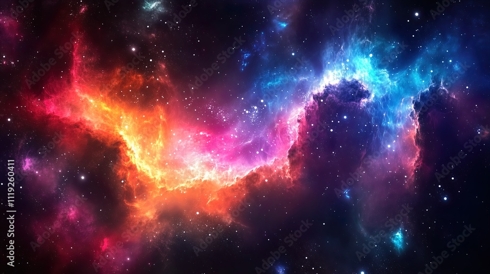 Vibrant Galaxy with Colorful Waves. Abstract cosmic energy in space - generative ai.