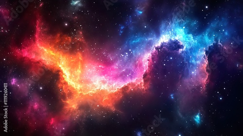 Obraz na płótnie Vibrant Galaxy with Colorful Waves. Abstract cosmic energy in space - generative ai. w salonie