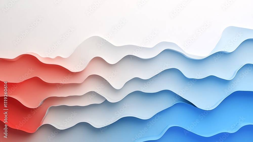 Abstract red, white, and blue layered wavy paper design. Generative ai Abstract red, white, and blue layered wavy paper design. Generative ai
