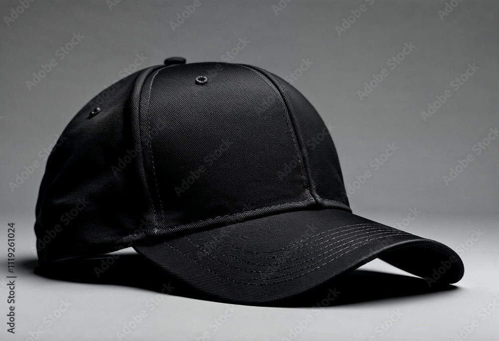 Black Baseball Cap Mesh Back Curved Brim Matte Finish Detailed Stitching Sportswear Minimalist Design Studio Lighting High-Quality Texture Black Baseball Cap Mesh Back Curved Brim Matte Finish Detailed Stitching Sportswear Minimalist Design Studio Lighting High-Quality Texture