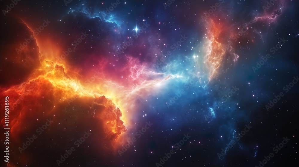 Fototapeta premium Vibrant Galaxy with Colorful Waves. Abstract cosmic energy in space - generative ai.