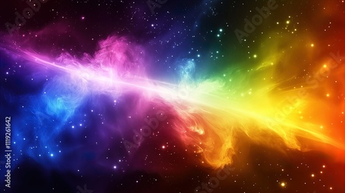 Obraz na płótnie Vibrant Galaxy with Colorful Waves. Abstract cosmic energy in space - generative ai. w salonie