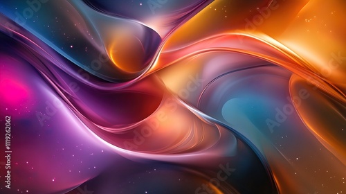 Obraz na płótnie Vibrant Galaxy with Colorful Waves. Abstract cosmic energy in space - generative ai. w salonie