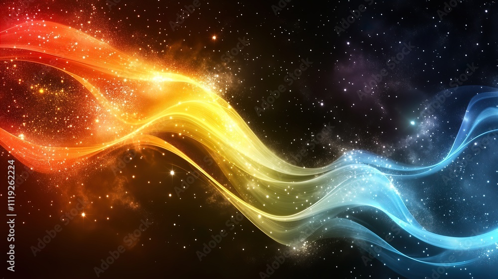 Vibrant Galaxy with Colorful Waves. Abstract cosmic energy in space - generative ai.