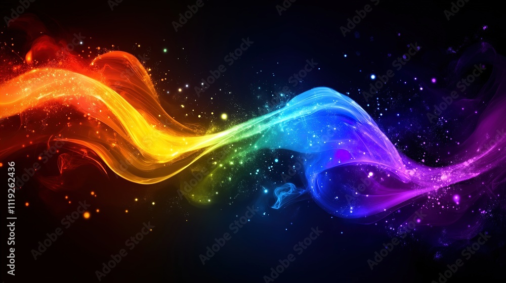 Obraz premium Vibrant Galaxy with Colorful Waves. Abstract cosmic energy in space - generative ai.
