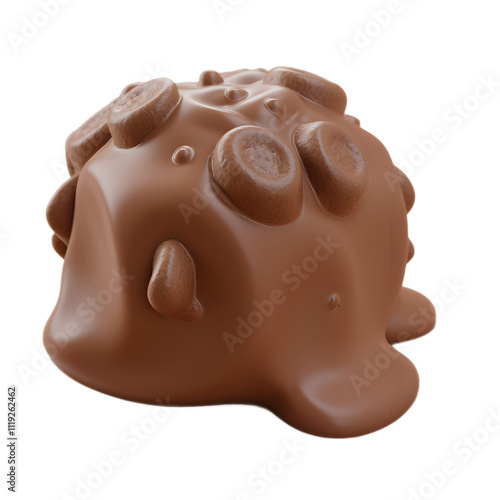 Isolated dark chocolate bar with praline on white background, a sweet and delicious treat