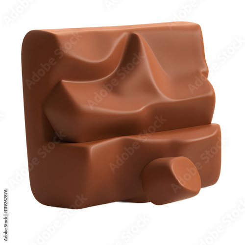 Isolated dark chocolate bar with praline on white background, a sweet and delicious treat