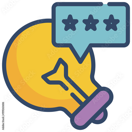 bulb review feedback comment shopping filled outline icon