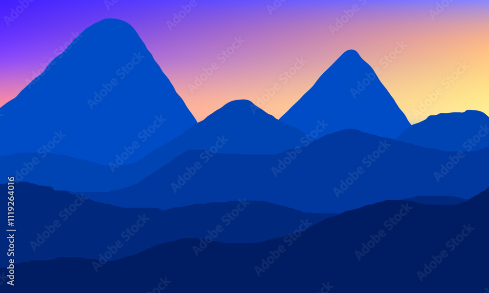 custom made wallpaper toronto digitalillustration of a mountain view at dawn with conditions that are still dark