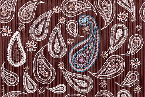 
Paisley fabric pattern is a simple pattern. It has a unique identity. For use in clothing and textiles, shawls, scarves, or clothing that needs to add elegance and detailed patterns.