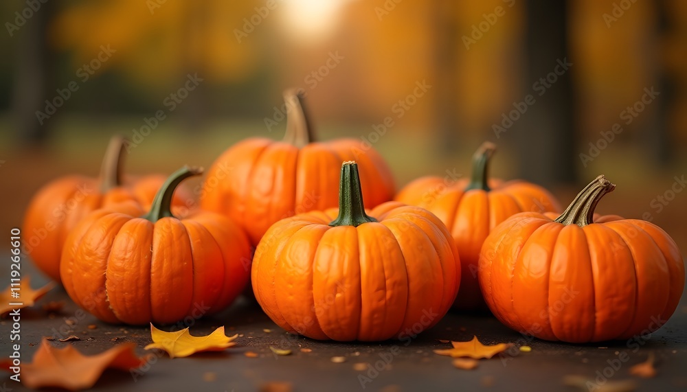 Autumnal Abundance: A Gathering of Pumpkins in a Golden Forest Autumnal Abundance: A Gathering of Pumpkins in a Golden Forest