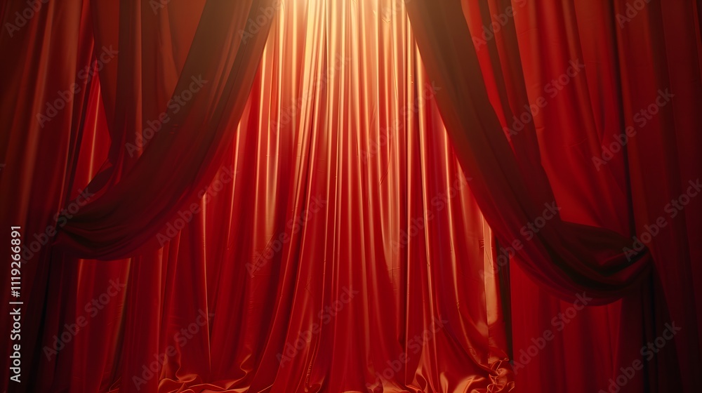 Fototapeta premium Red velvet curtains stage backdrop.