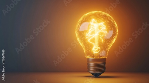 Glowing lightbulb on dark background; symbol of idea, innovation, and inspiration.