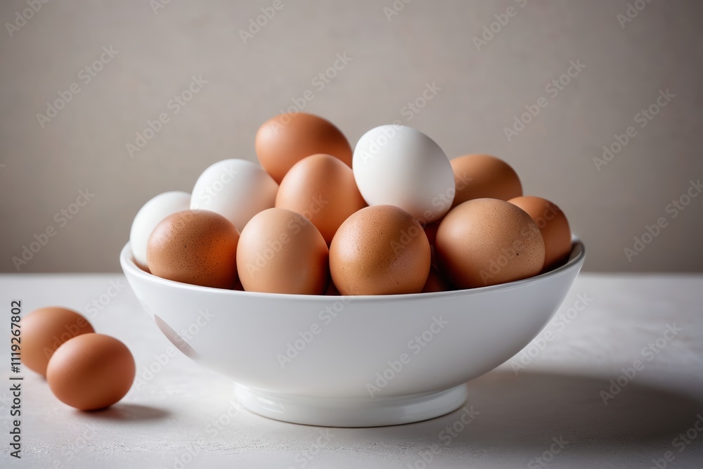araffy bowl of eggs on a table with a few eggs araffy bowl of eggs on a table with a few eggs